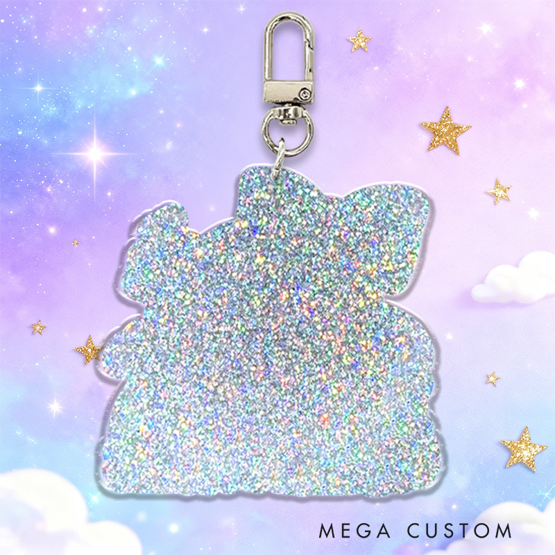 Personalized Dream Horse Bow Initial Custom Name Soft Decorative Gift Pink Rainbow Style Sparkle Dream Cute Magical Cloud Fantasy Lovely Girl Charm Accessory Glitter Keychain