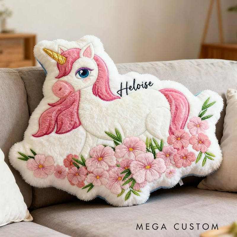 Personalized Dream Horse Name Custom Soft Decorative Gift Pink Floral Style Magical Dream Cute Pony Lovely Princess Room Cozy Sweet Fairy Garden Graphic 3D Print Pillow