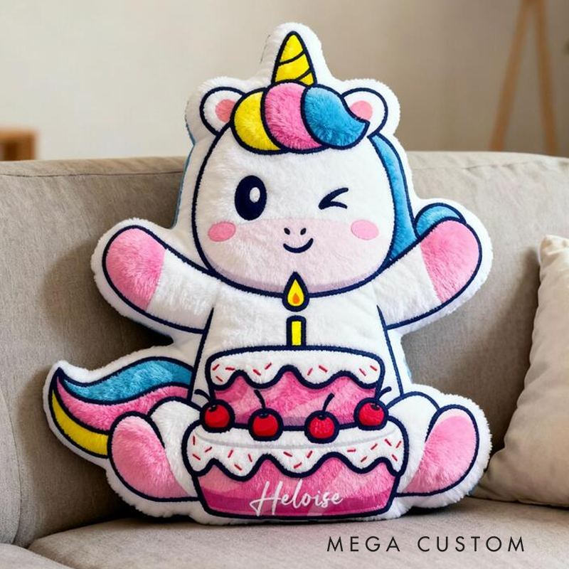 Personalized Dream Horse Cake Name Custom Soft Decorative Gift Rainbow Sweet Style Cute Magical Dream Lovely Pony Cozy Bedroom Fun Princess Room Graphic 3D Print Pillow