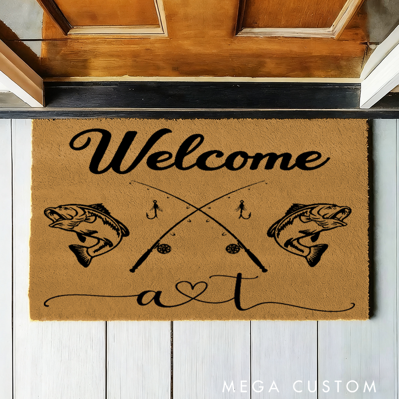 Personalized Fishing Welcome Doormat Fishing Doormat Custom Initials Durable and Stylish Entryway Rug for Fishing Lovers and Home Decor