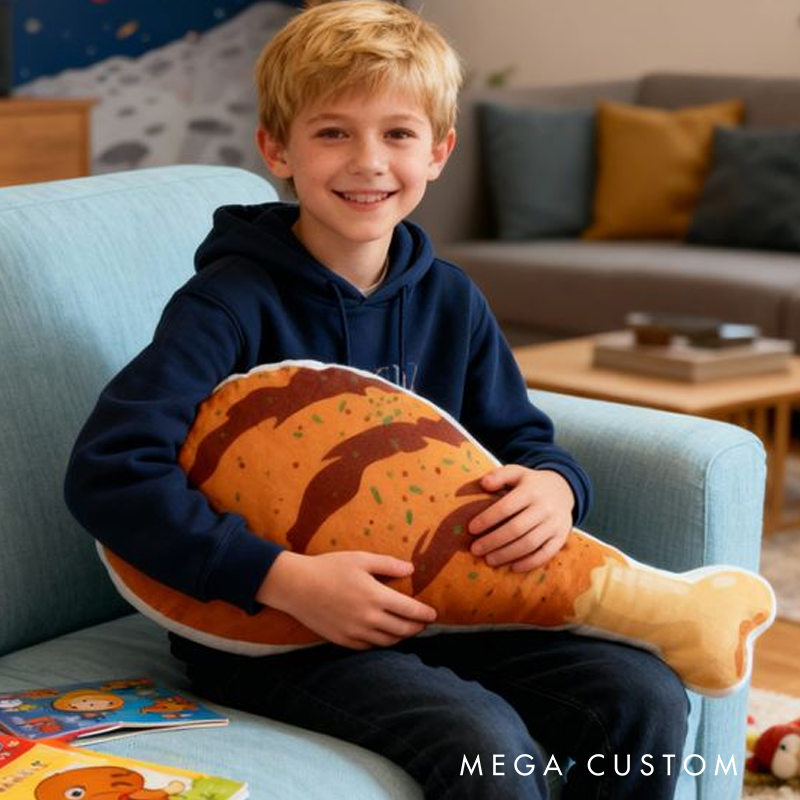 Personalized Fried Chicken Drumstick Name Custom Soft Decorative Gift Food Lover Style Fun Tasty Cozy Home Kitchen Playful Snack Comfort Unique Graphic 3D Print Pillow