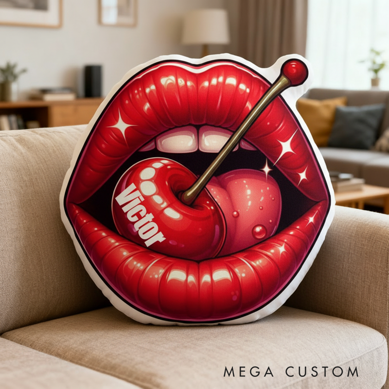 Personalized Cherry Lips Design with Name Graphic 3D Print Pillow Christmas Gift for Kids or Baby Birthday Gift