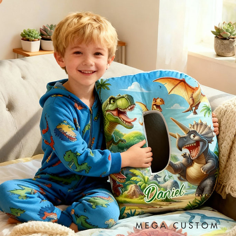 Personalized Dinosaur World Design with Name Graphic 3D Print Pillow Christmas Gift for Kids or Baby Birthday Gift