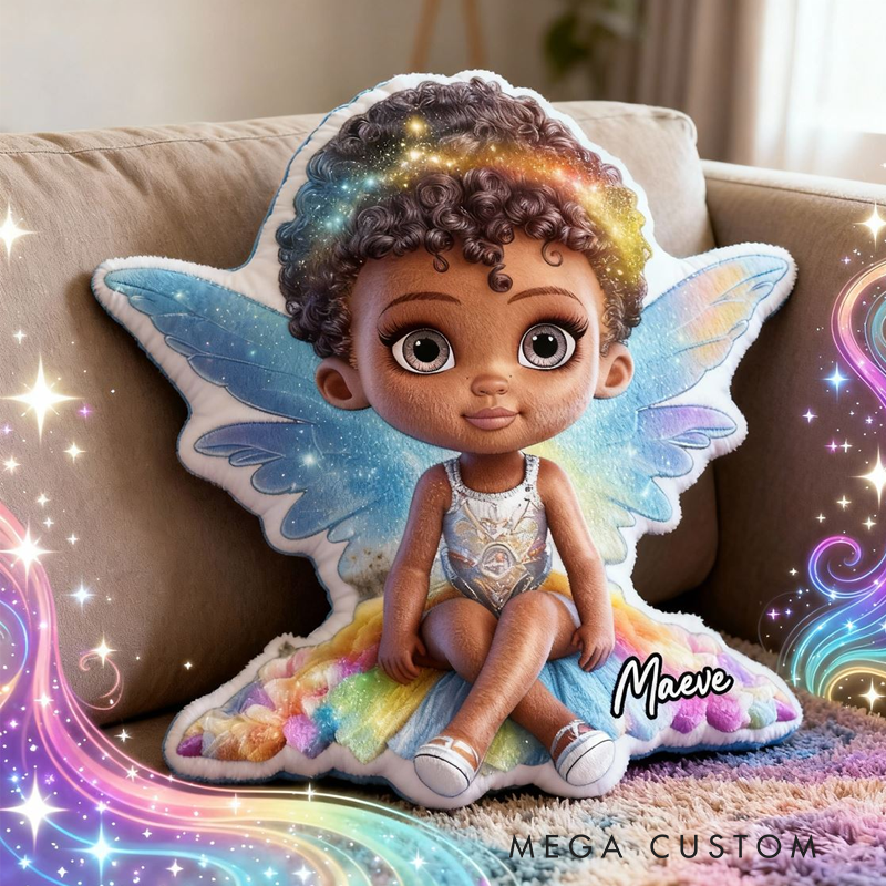 Personalized Fairy Princess with Name Graphic 3D Print Pillow Christmas Gift for Kids or Baby Birthday Gift