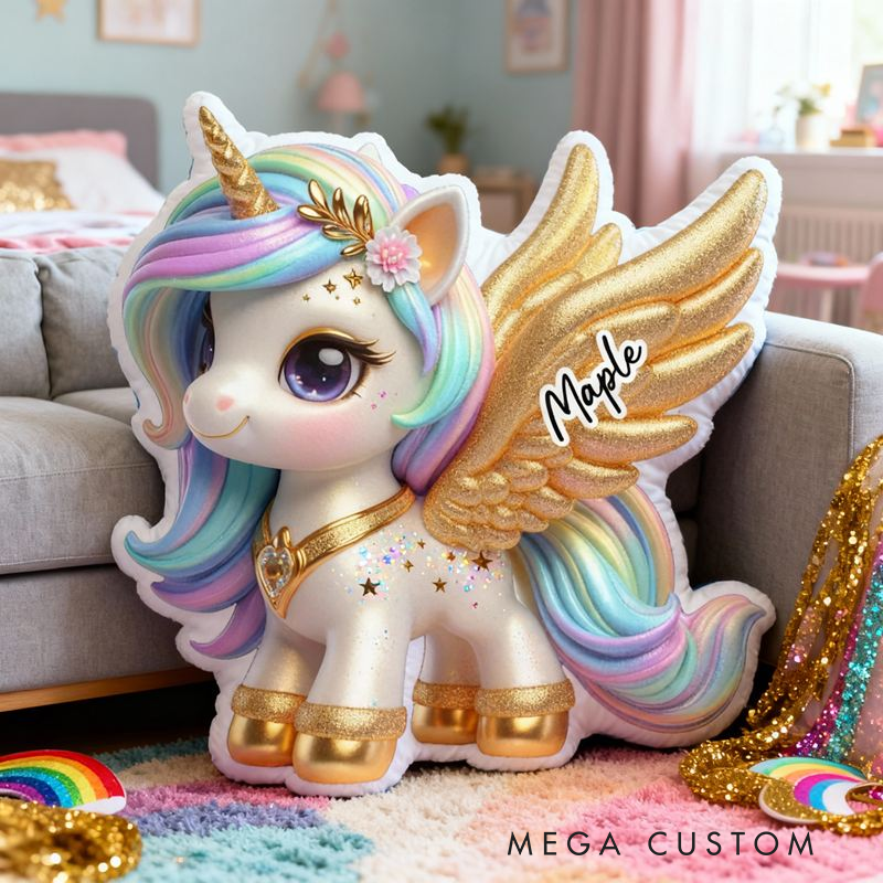 Personalized Elegant Dream Horse with Name Graphic 3D Print Pillow Christmas Gift for Kids or Baby Birthday Gift