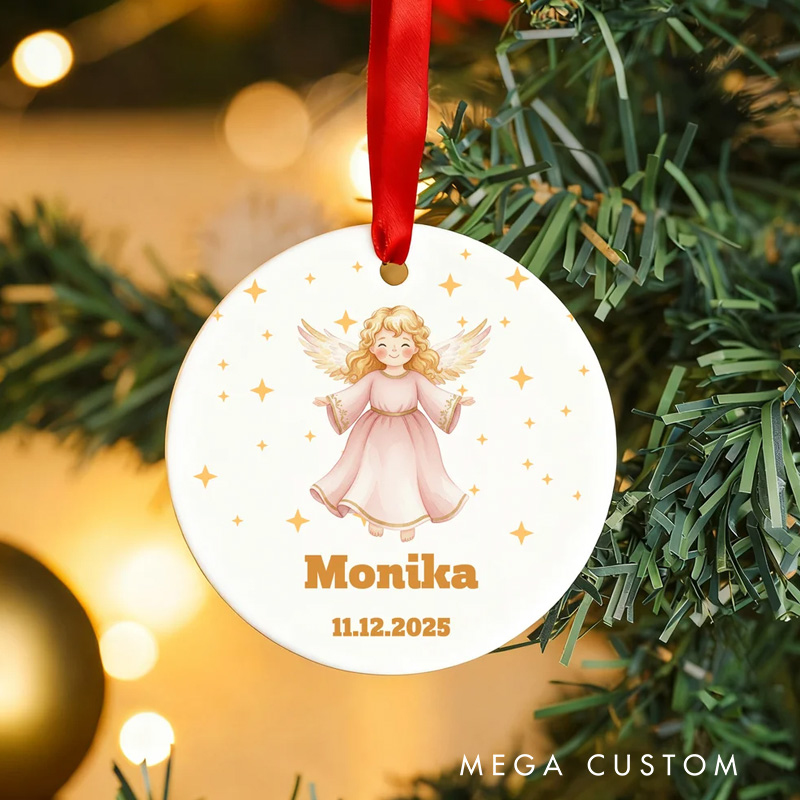 Personalized Christmas Angel Christmas Ceramic Ornament with Name and Date Tree Home Decor Christmas Gift for Family Friends