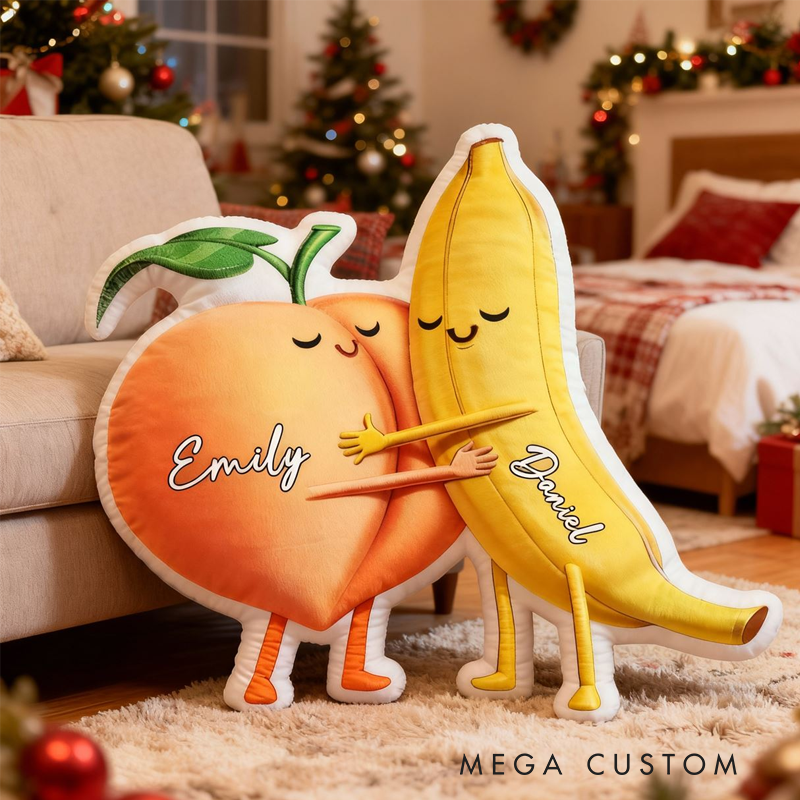 Personalized Banana and Peach with Name Graphic 3D Print Pillow Christmas Gift for Kids or Baby Birthday Gift