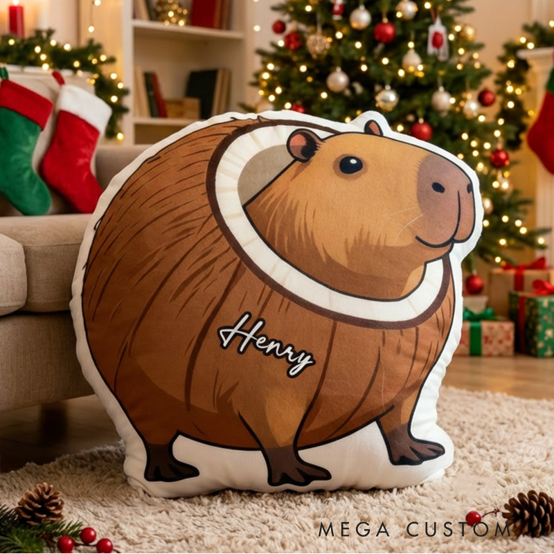 Personalized Capybara Design with Name Graphic 3D Print Pillow Christmas Gift for Kids or Baby Birthday Gift