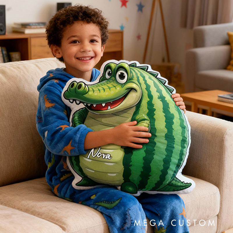 Personalized Cute Crocodile Cushion With Funny Smile For Kids Holiday Decor Graphic 3D Print Pillow