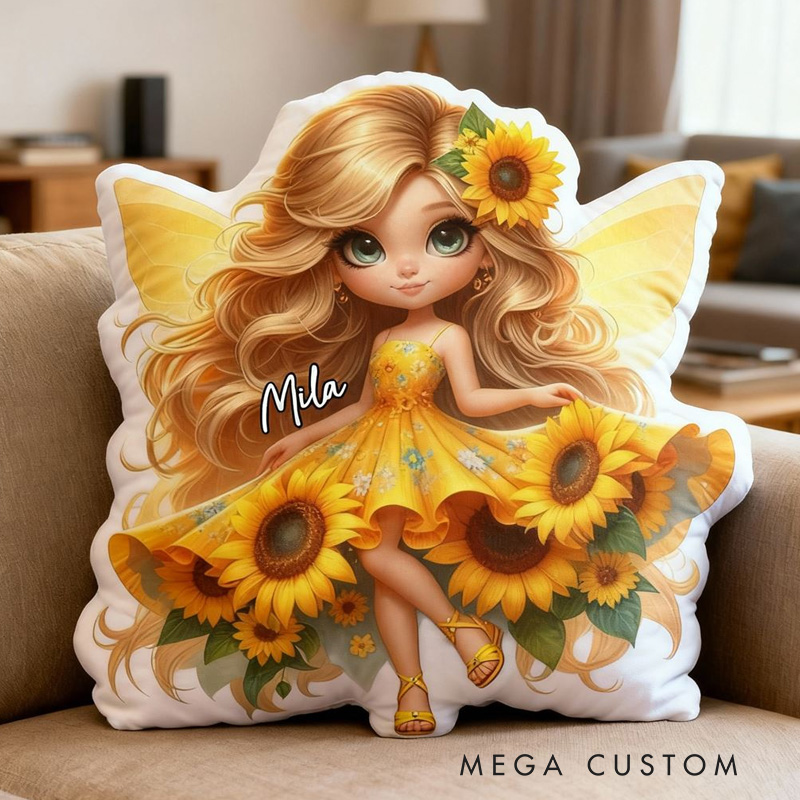 Personalized Beautiful Fairy Cushion Sitting On Red Rose For Girls Room Graphic 3D Print Pillow