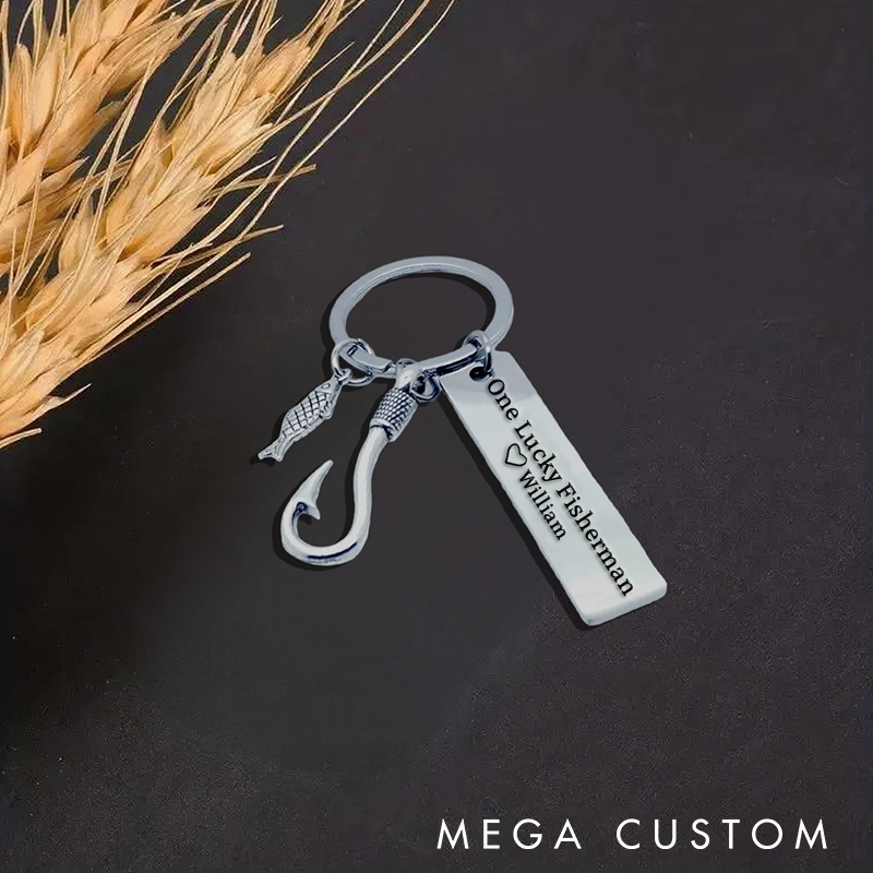 Personalized Fishing Keychain Funny Fishing Keychain Best Catch of His Life Design Custom Name Romantic Gift for Couples and Fishing Enthusiasts