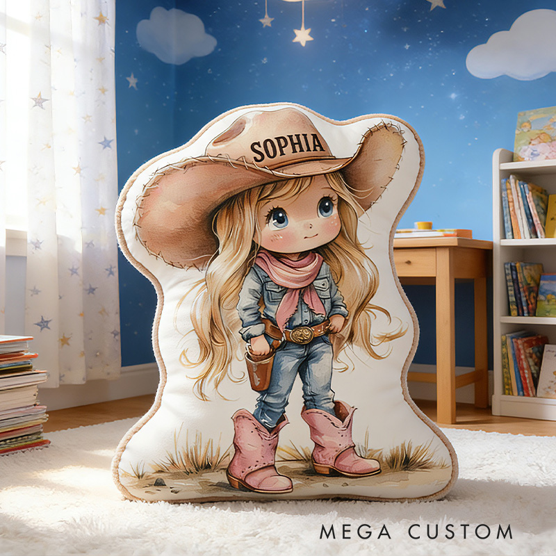 Personalized Cute Cow Girl Boy Pillow With Hat And Boots For Western Lovers Graphic 3D Print Pillow