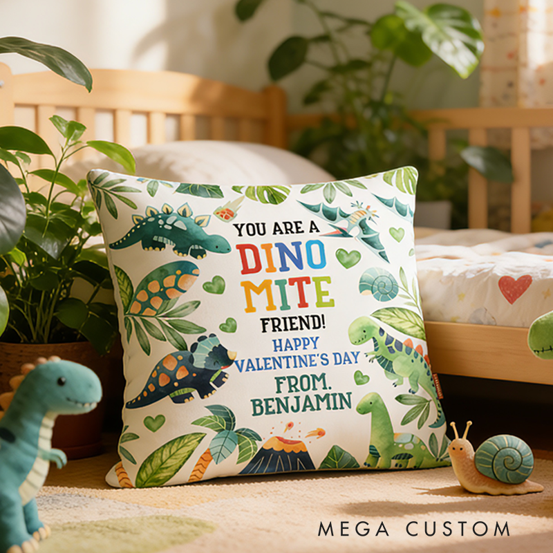 Personalized Colorful Dinosaur Pillow For Kids With Cute Theme Graphic 3D Print Pillow