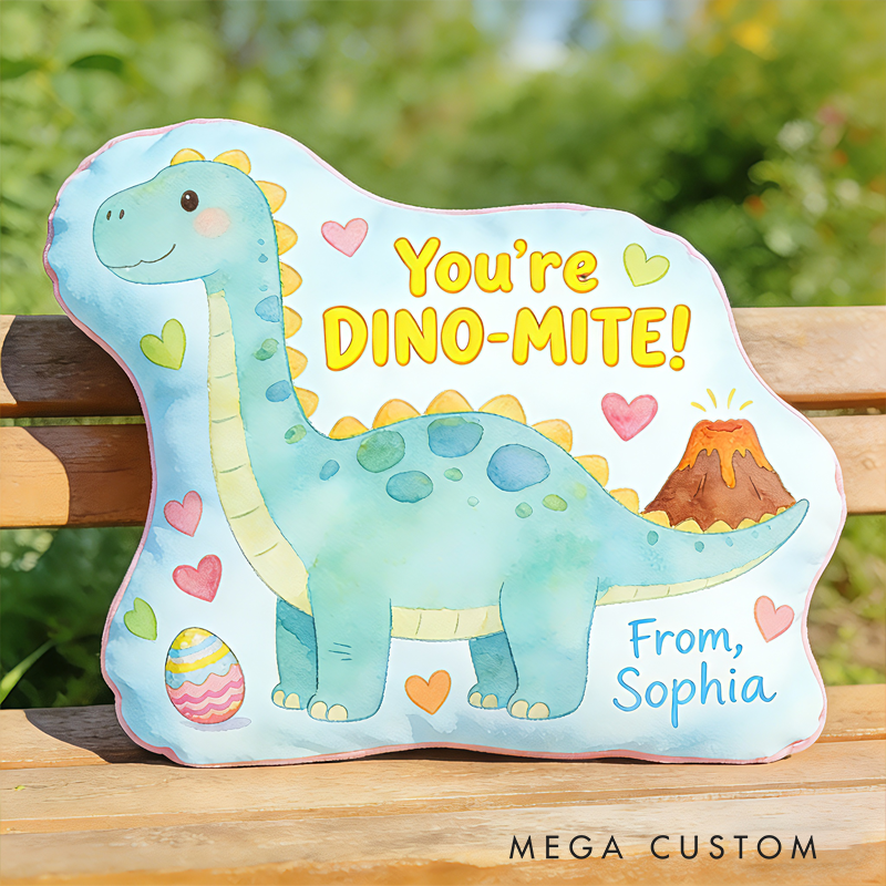 Personalized Cute Dinosaur Shaped Pillow For Kids With Colorful Volcano Theme Graphic 3D Print Pillow