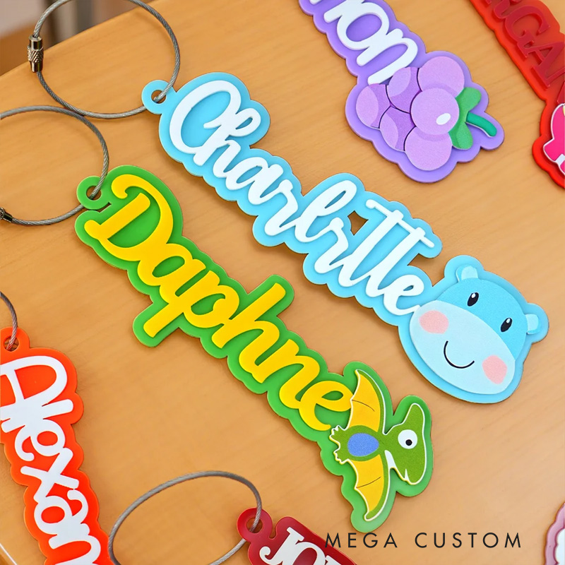Personalized Cute Dinosaur Bus Multicolor Name Keychain Back to School Birthday Gift for Kids