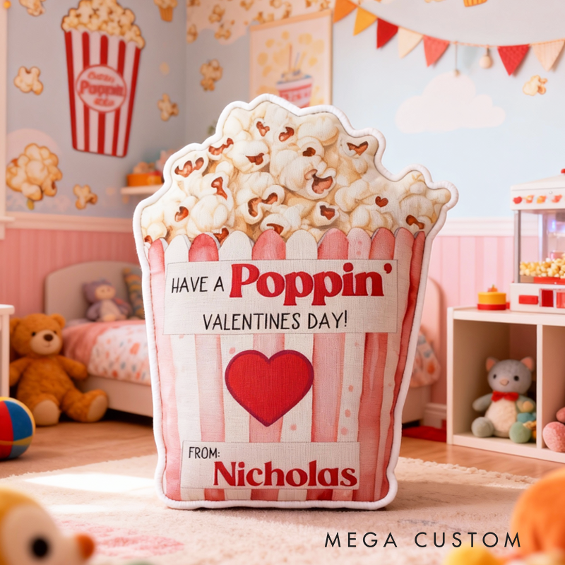 Personalized Valentine's Day Popcorn with Name Graphic 3D Print Pillow Valentine's Day Gifts Funny Gifts