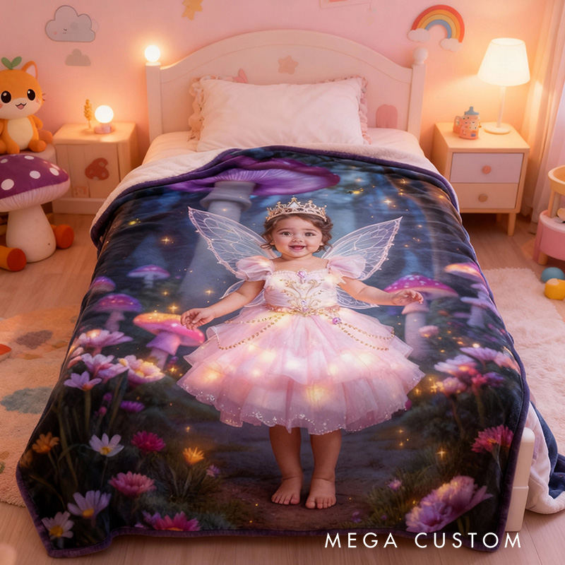 Personalized Lovely Sparkling Wings Custom Photo Throw Blanket Ideal For Children Blanket