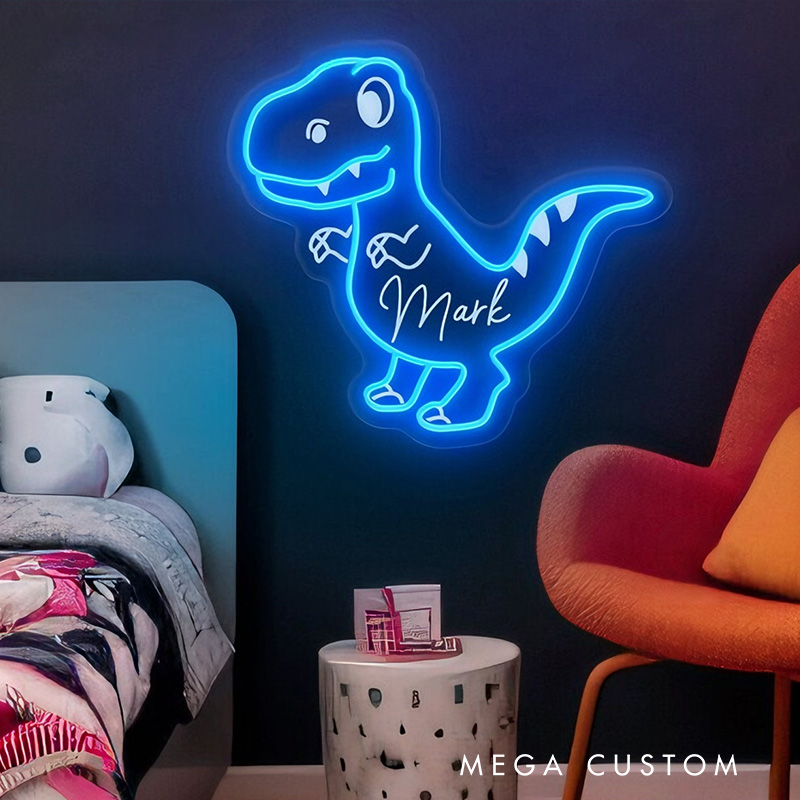 Personalized Fun Cartoon Dinosaur Outline Name Lamp Ideal For Nursery Decoration Neon Sign