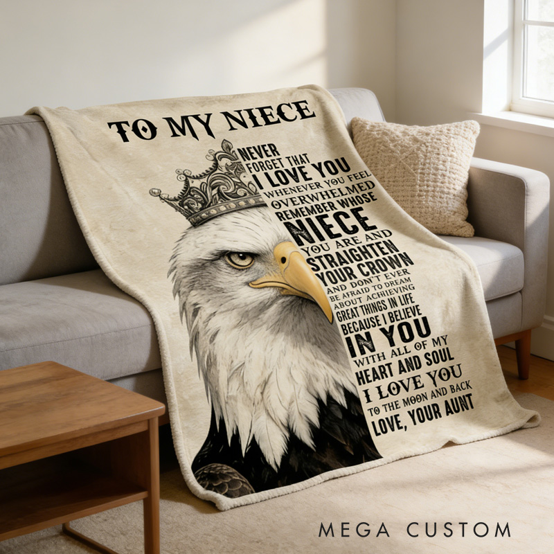 Personalized To My Niece Eagle Pattern Custom Quote Warm Cozy Throw Gift Blanket Blanket