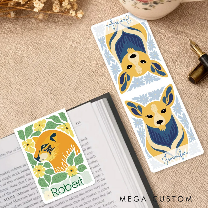 Personalized Multicolor Abstract Animal Illustration Flower Magnetic Bookmark Clip Birthday Gift for Reading Lovers Teachers Students