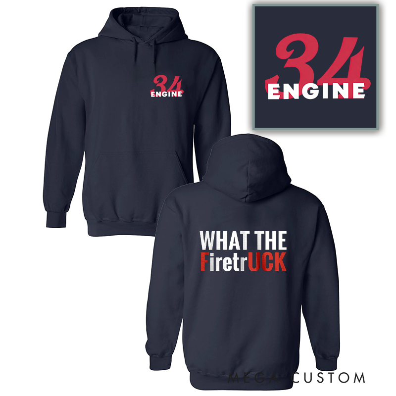 Personalized Firefighter Hoodie Gift Custom Engine Number Design Gift for Firefighter