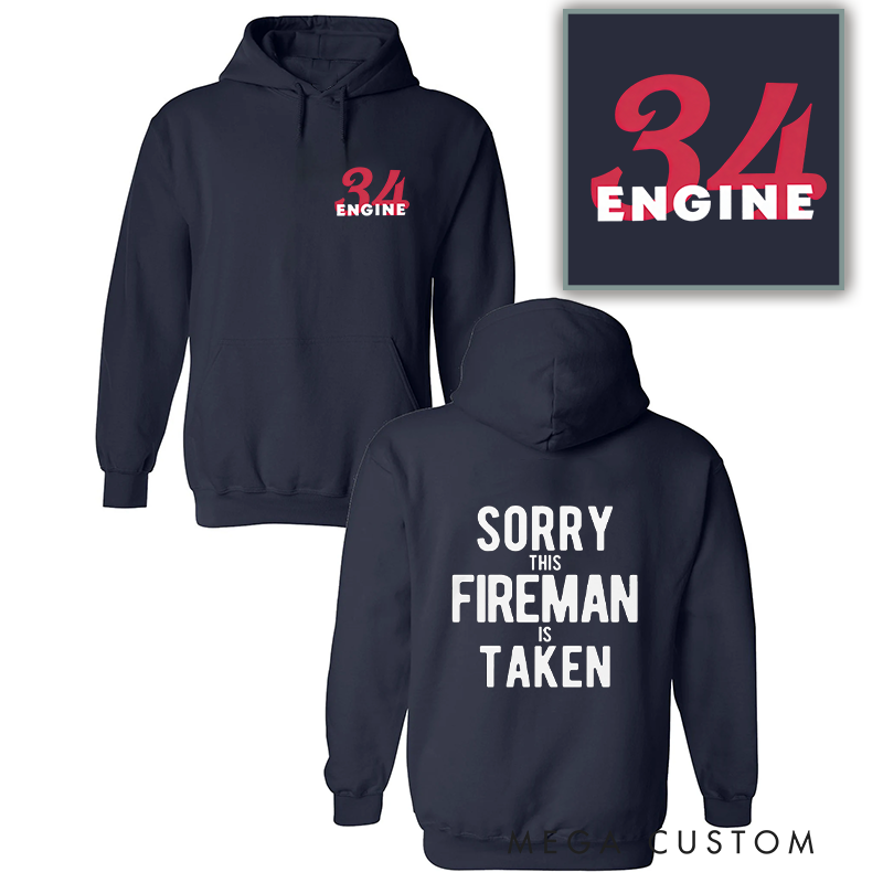 Personalized Firefighter Hoodie Gift Custom Engine Number Design Gift for Firefighter
