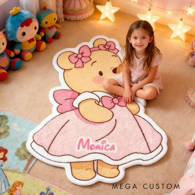 Personalized Bear Themed Playmat with Skirt Customizable with Your Name Cute Gift for Children