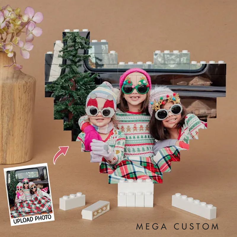 Personalized Photo Heart Shape Block Puzzles Photo Gift Gifts for Father Mother Daughter Son Friend Sister Besties Birthday Christmas Gift for Family