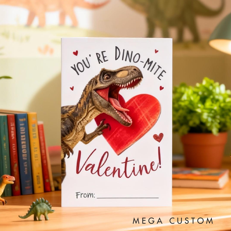 Personalized Dinosaur Valentines Kids Classroom Exchange Cards Valentines Gifts