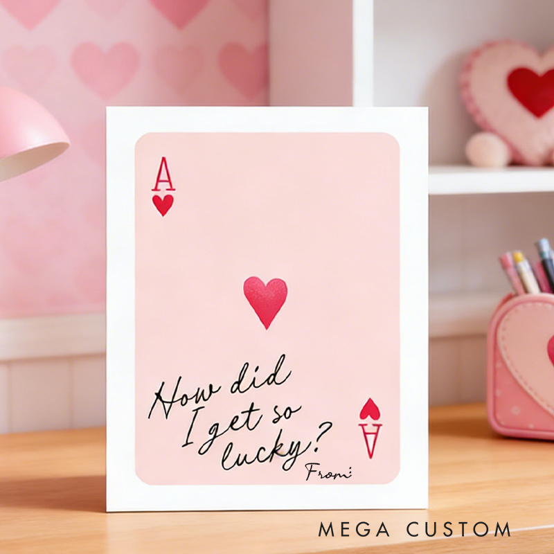 Personalized Ace of Hearts Greeting Card Kids Classroom Exchange Cards Valentines Gifts