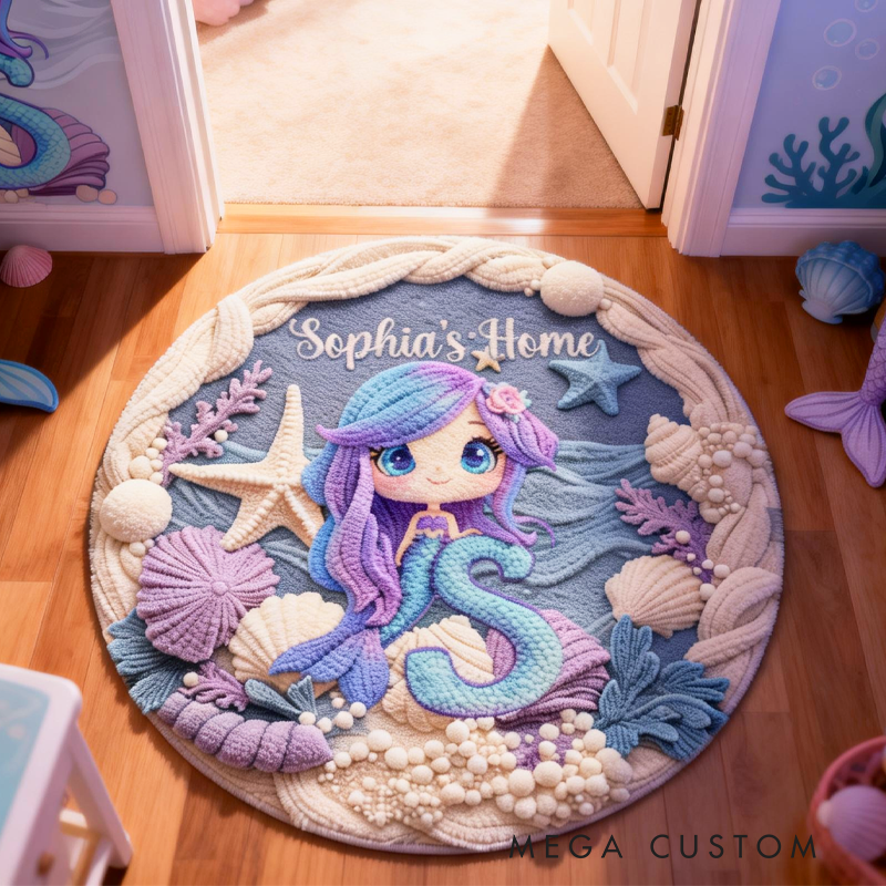 Personalized Cartoon Mermaid Customizable with Your Name Cute Gift for Children