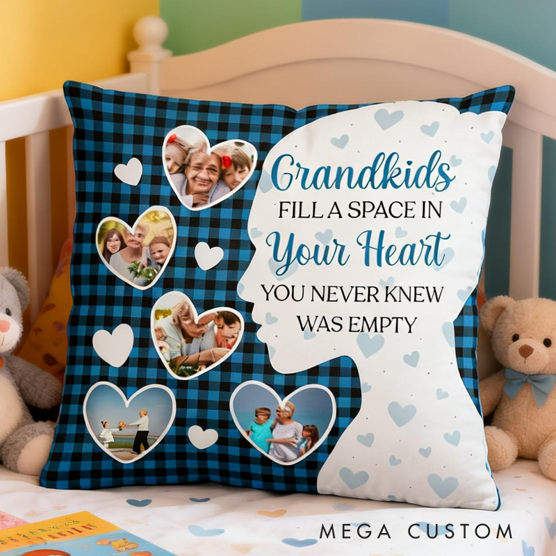 Personalized Grandkids Fill Space In Your Heart Photo Pillow Birthday Gifts for Kids