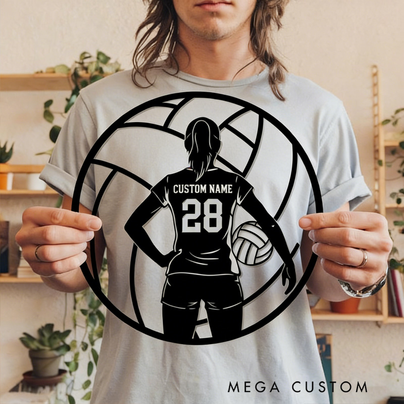 Personalized Volleyball Wall Art with Custom Name and Number Design