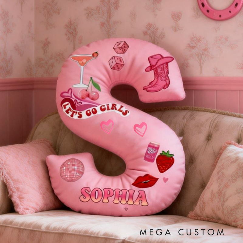 Personalized Retro Elements Initial with Name Graphic 3D Print Pillow Valentine's Day Gifts Funny Gifts