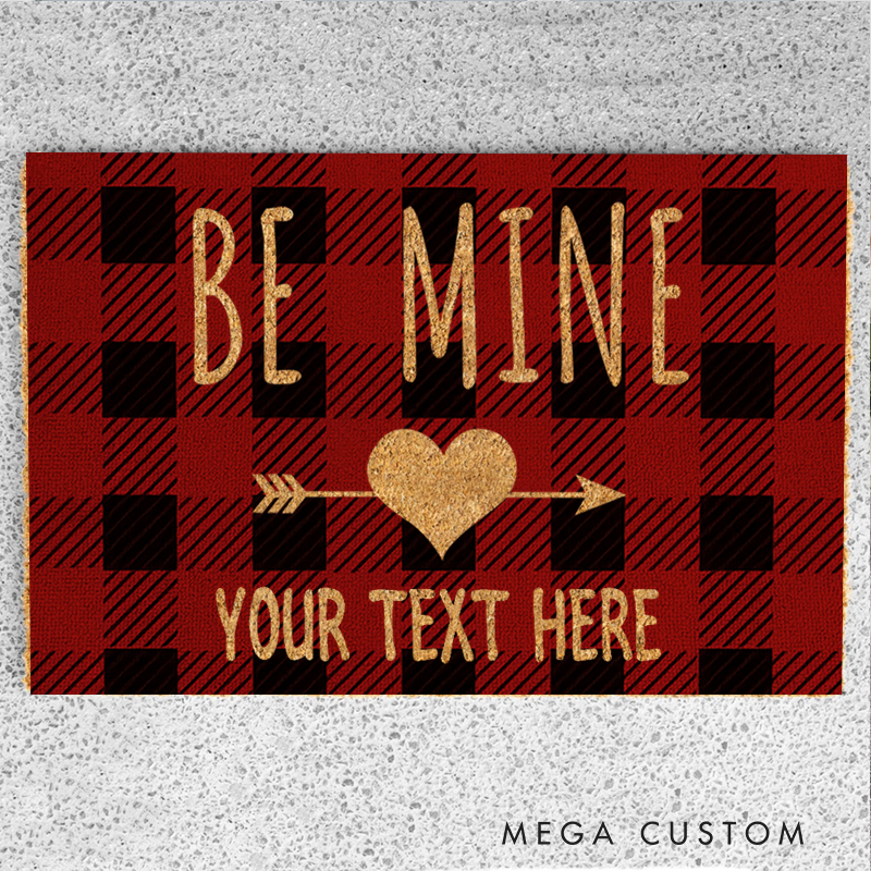 Personalized Checkered Flag Doormat Custom Text  Be Mine Entry Rug Welcome Mat Gifts