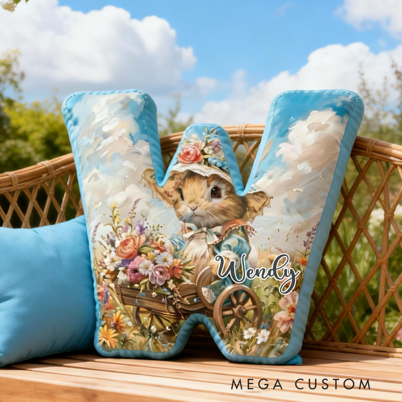Personalized Retro Oil Painting Rabbit Graphic 3D Print Pillow Birthday Gifts Funny Gifts Easter Gifts