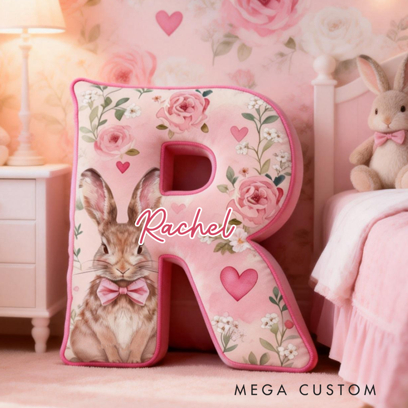 Personalized Cute Pink Rose Rabbit Graphic 3D Print Pillow Birthday Gifts Funny Gifts Easter Gifts Valentine's Day Gifts 