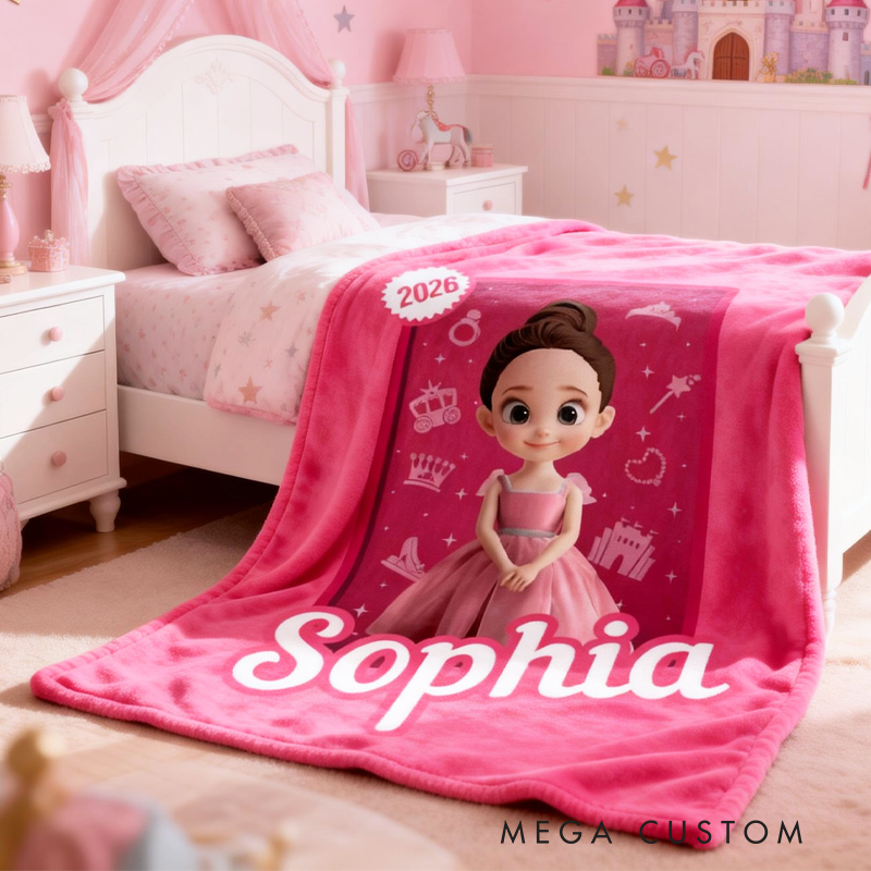 Personalized Princess Toy Box Kids or Baby Blanket Gift For Daughter Birthday Gift