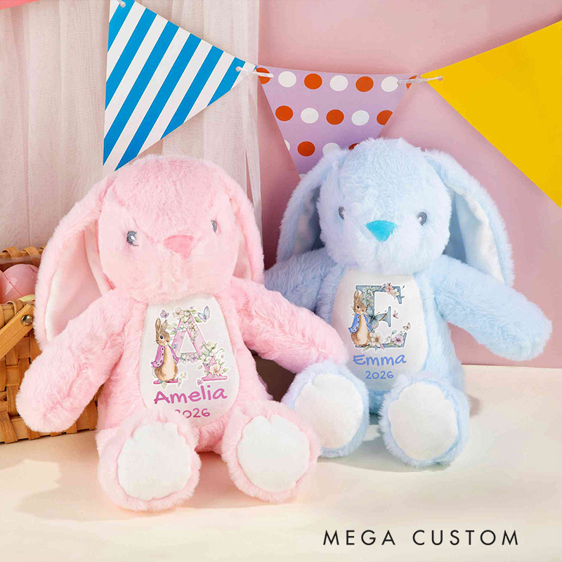 Personalized Baby Gift Theme Custom Name Soft Plush Bunny in Multiple Colors Cute Bunny Doll Toy