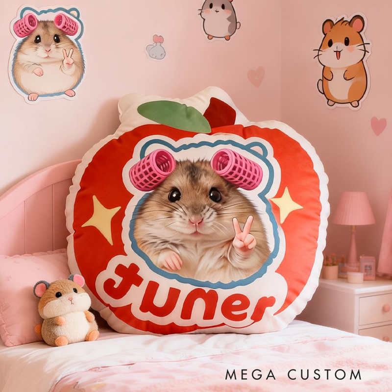 Personalized Cute Cartoon Apple Pillow Baby Animals Nursery Decor Cute Animals Cushion Toddler Gift 