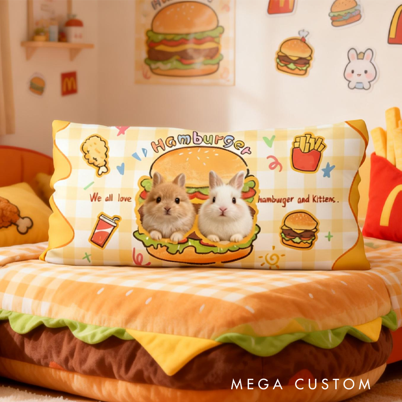 Personalized Cute Cartoon Hamburger Fried Chicken Pillow Baby Animals Nursery Decor Easter Gifts Toddler Gift 