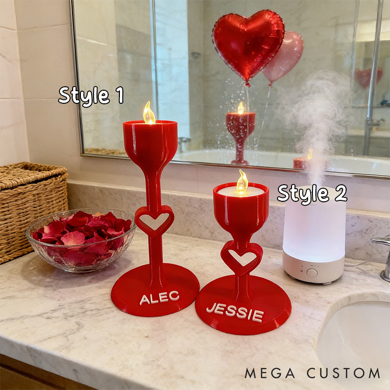 Personalized Valentine Candle Holder Custom 3D Printed Candle Holder for Couple Anniversary Wedding Gift