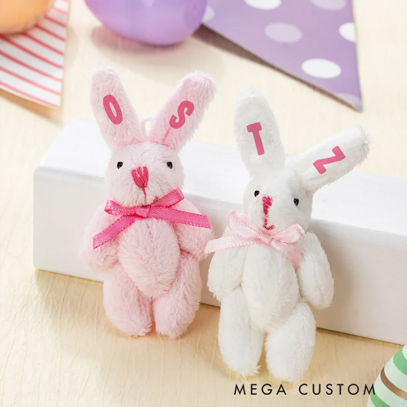 Personalized Cute Tiny Plush Pocket Hug Bunny Stuffed Companion Toy with Name Card Easter Basket Stuffers Holiday Easter Birthday Gift for Kids