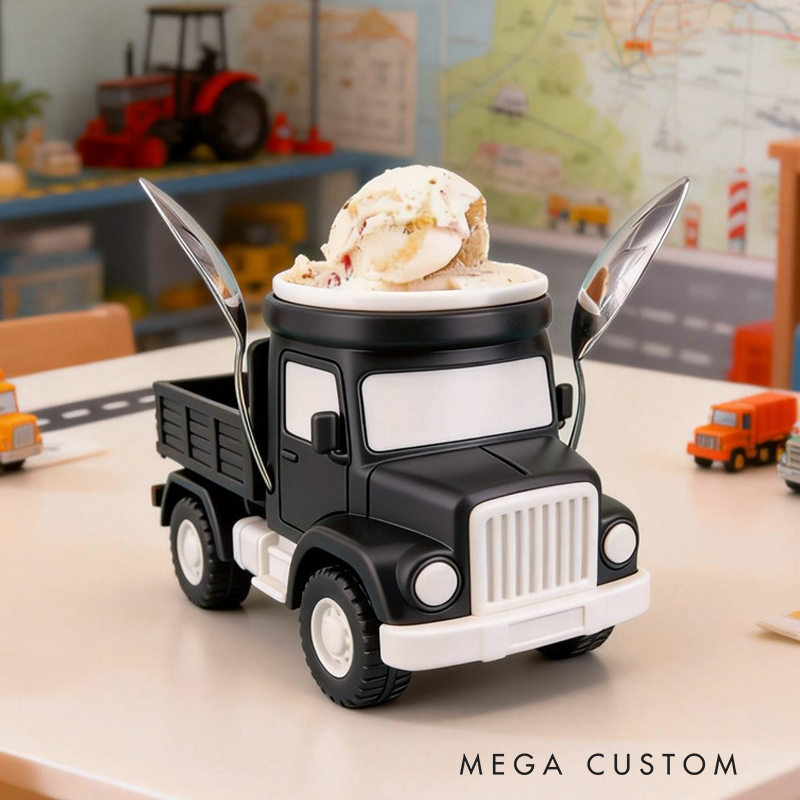 Colorful and Cool Trucks Ice Cream Pint Holder 3D Printed Cozy with Spoon Slot 