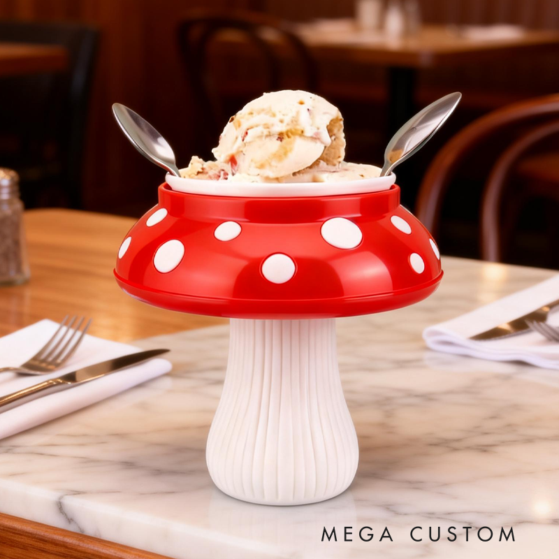 Cartoon Colorful Mushrooms Ice Cream Pint Holder 3D Printed Cozy with Spoon Slot Birthday Gifts for Kids