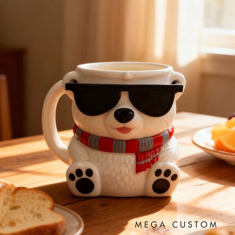 Cute Junior Mint Polar Bear Ice Cream Pint Holder 3D Printed with 2 Spoon Slots Cozy Birthday Gifts for Kids