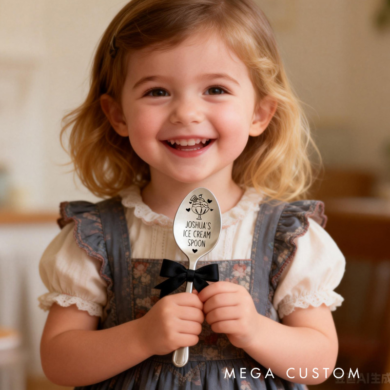 Personalized Unique Custom Name Sweet Dessert Gift Engraved Spoon Fork Spoon