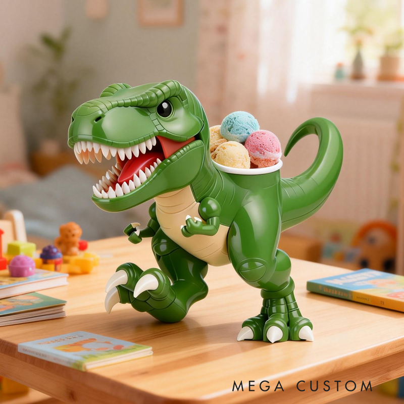 Domineering Dinosaurs in Various Colors Ice Cream Pint Holder 3D Printed Cozy Birthday Gifts for Kids