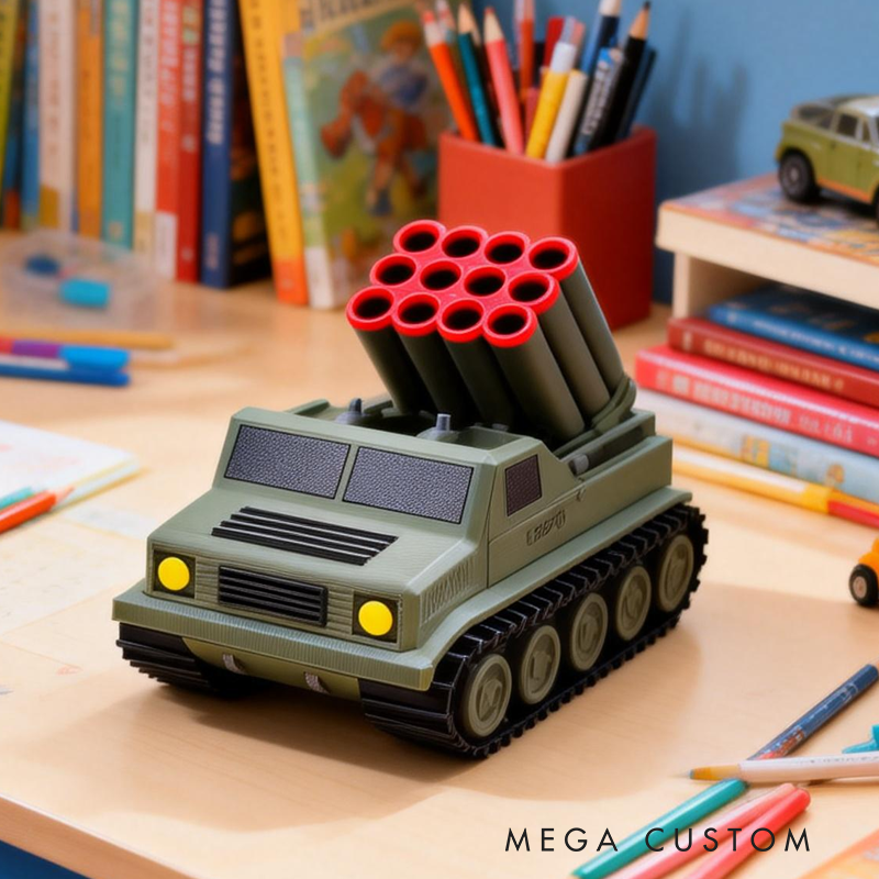 Military Tank Pen Holder Army Inspired Desk Organizer Model Birthday Gift for Kids Kids Room Decor 