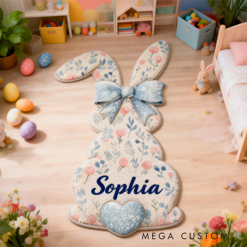 Personalized Cute Bunny Back View with Name Home Decor Easter Gift for Kids Birthday Gift for Kids